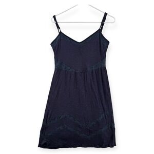 Volcom Tank Dress Womens Medium Short‎ Lace Trim Adjustable Strap Navy